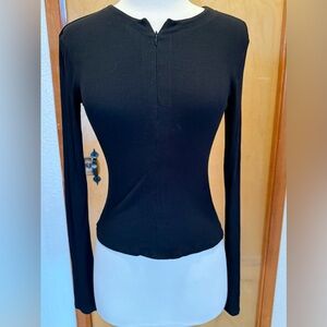 Naked Wardrobe Black Zip Down Crop Top